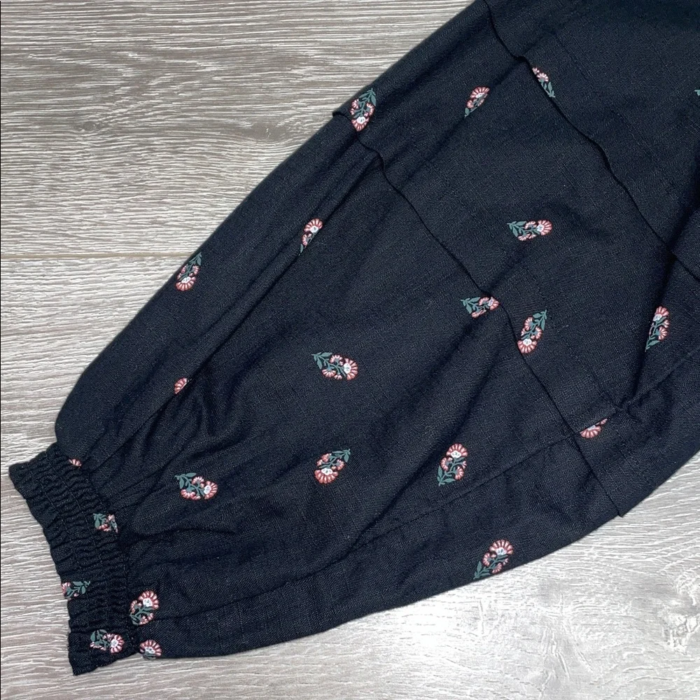 NWOT Old Navy Puff-Sleeve Floral Smocked Poet Swing Blouse Cotton Tassel Tie S